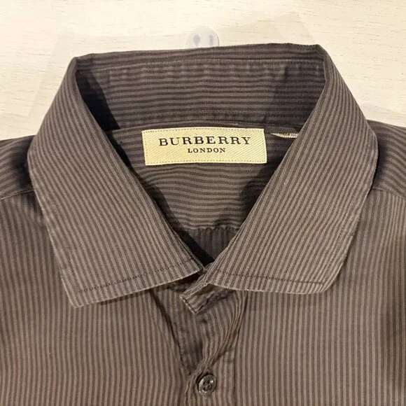 Burberry Button Down Gray/Charcoal-Striped Sport Shirt - Picture 2 of 2